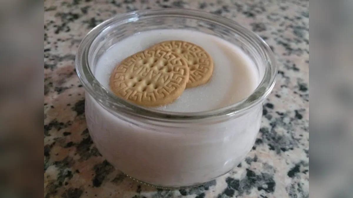 Cuenco de natilla de coco cremosa espolvoreada con canela